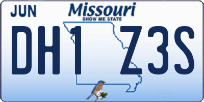 MO license plate DH1Z3S