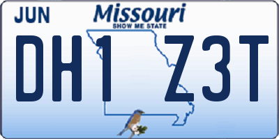 MO license plate DH1Z3T