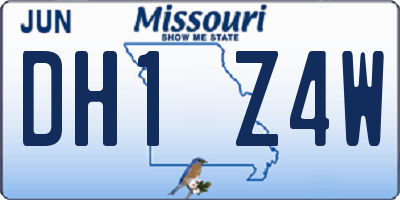 MO license plate DH1Z4W