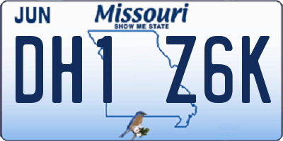 MO license plate DH1Z6K