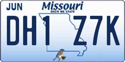 MO license plate DH1Z7K