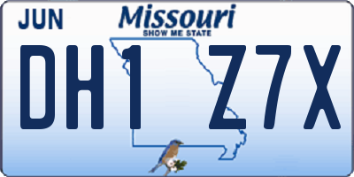 MO license plate DH1Z7X