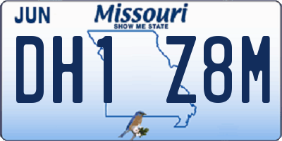 MO license plate DH1Z8M