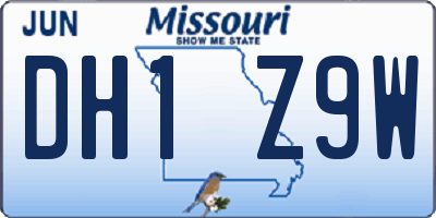 MO license plate DH1Z9W