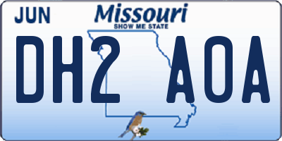 MO license plate DH2A0A