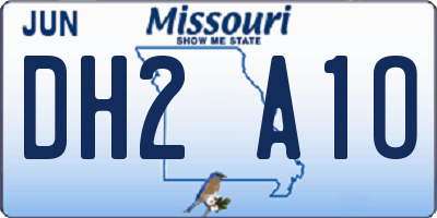 MO license plate DH2A1O
