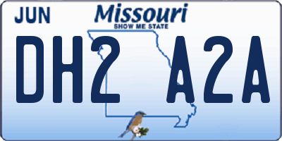 MO license plate DH2A2A