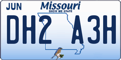 MO license plate DH2A3H