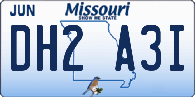 MO license plate DH2A3I