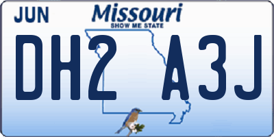 MO license plate DH2A3J