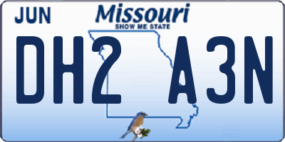 MO license plate DH2A3N