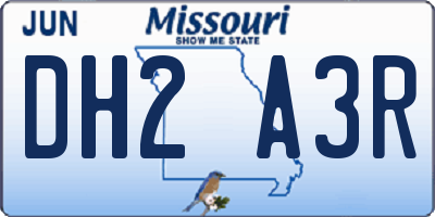 MO license plate DH2A3R