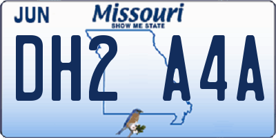 MO license plate DH2A4A