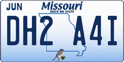 MO license plate DH2A4I