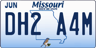 MO license plate DH2A4M
