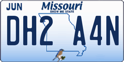 MO license plate DH2A4N