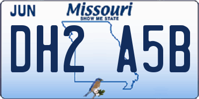 MO license plate DH2A5B