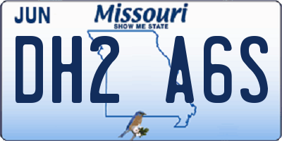 MO license plate DH2A6S
