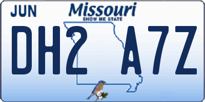 MO license plate DH2A7Z