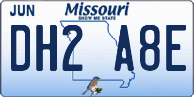 MO license plate DH2A8E