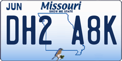MO license plate DH2A8K