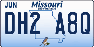 MO license plate DH2A8Q