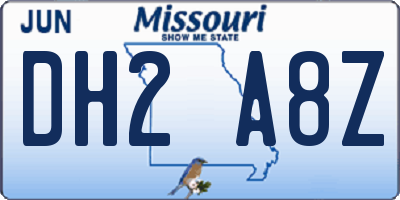 MO license plate DH2A8Z