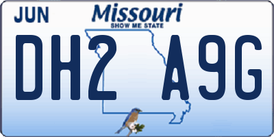MO license plate DH2A9G