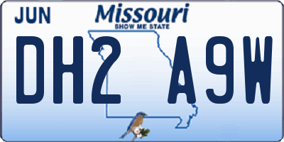 MO license plate DH2A9W