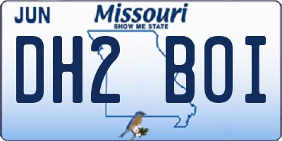 MO license plate DH2B0I