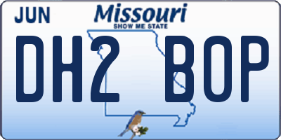 MO license plate DH2B0P