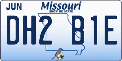 MO license plate DH2B1E