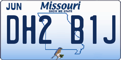 MO license plate DH2B1J