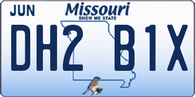 MO license plate DH2B1X