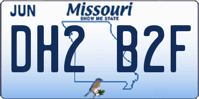 MO license plate DH2B2F