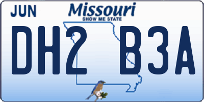 MO license plate DH2B3A