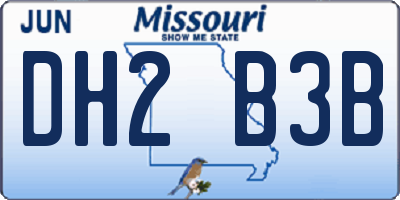 MO license plate DH2B3B