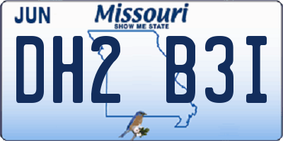 MO license plate DH2B3I