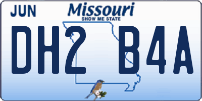 MO license plate DH2B4A