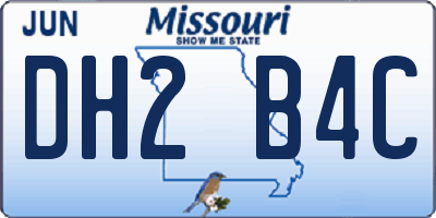 MO license plate DH2B4C