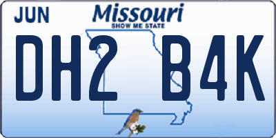 MO license plate DH2B4K