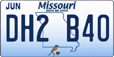 MO license plate DH2B4O