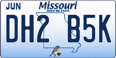 MO license plate DH2B5K