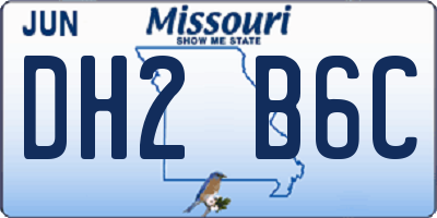 MO license plate DH2B6C
