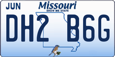 MO license plate DH2B6G