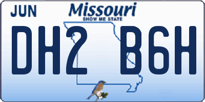 MO license plate DH2B6H