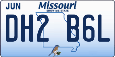 MO license plate DH2B6L