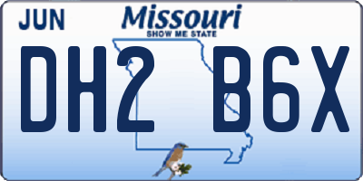 MO license plate DH2B6X
