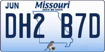 MO license plate DH2B7D