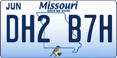 MO license plate DH2B7H